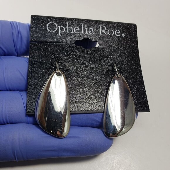 Polished Silver-tone Teardrop Fishhook Earrings - Picture 6 of 6